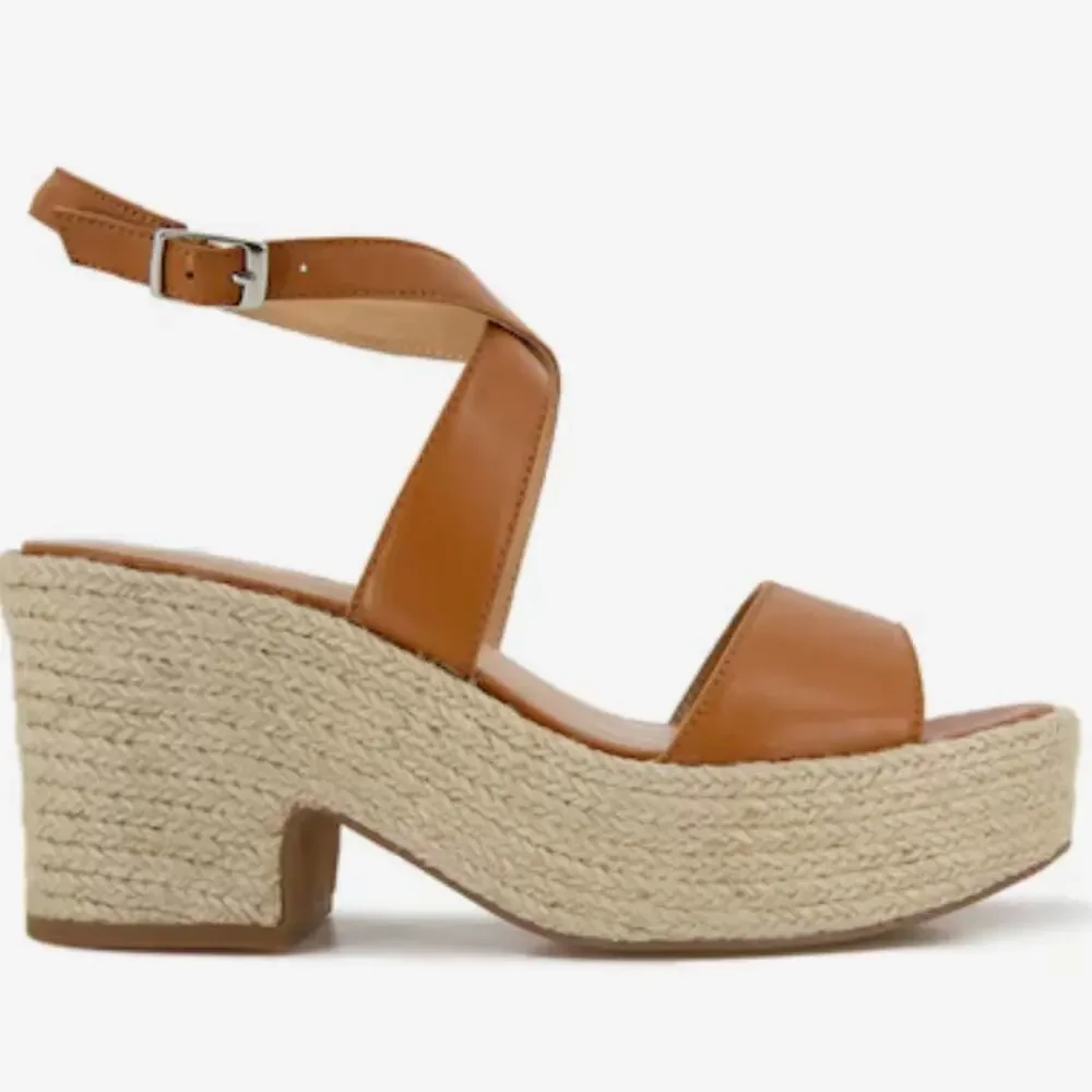 Splendid Women’s Bowie Espadrille Wedge Leather Camel Cognac Sandal New